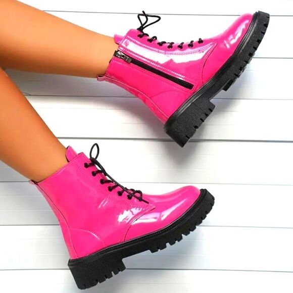 Neon combat boots sz 8 - Picture 5 of 14